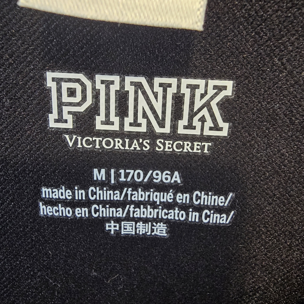PINK Victoria's Secret Black Long Sleeve Crop Workout Top Size M Nwt - Picture 4 of 10